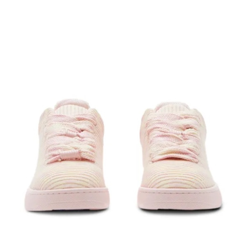 Burberry Knit Box Checked Low Top Sneaker Athletic Shoe Pink Crm EU 39 NIB $950 - Picture 4 of 16